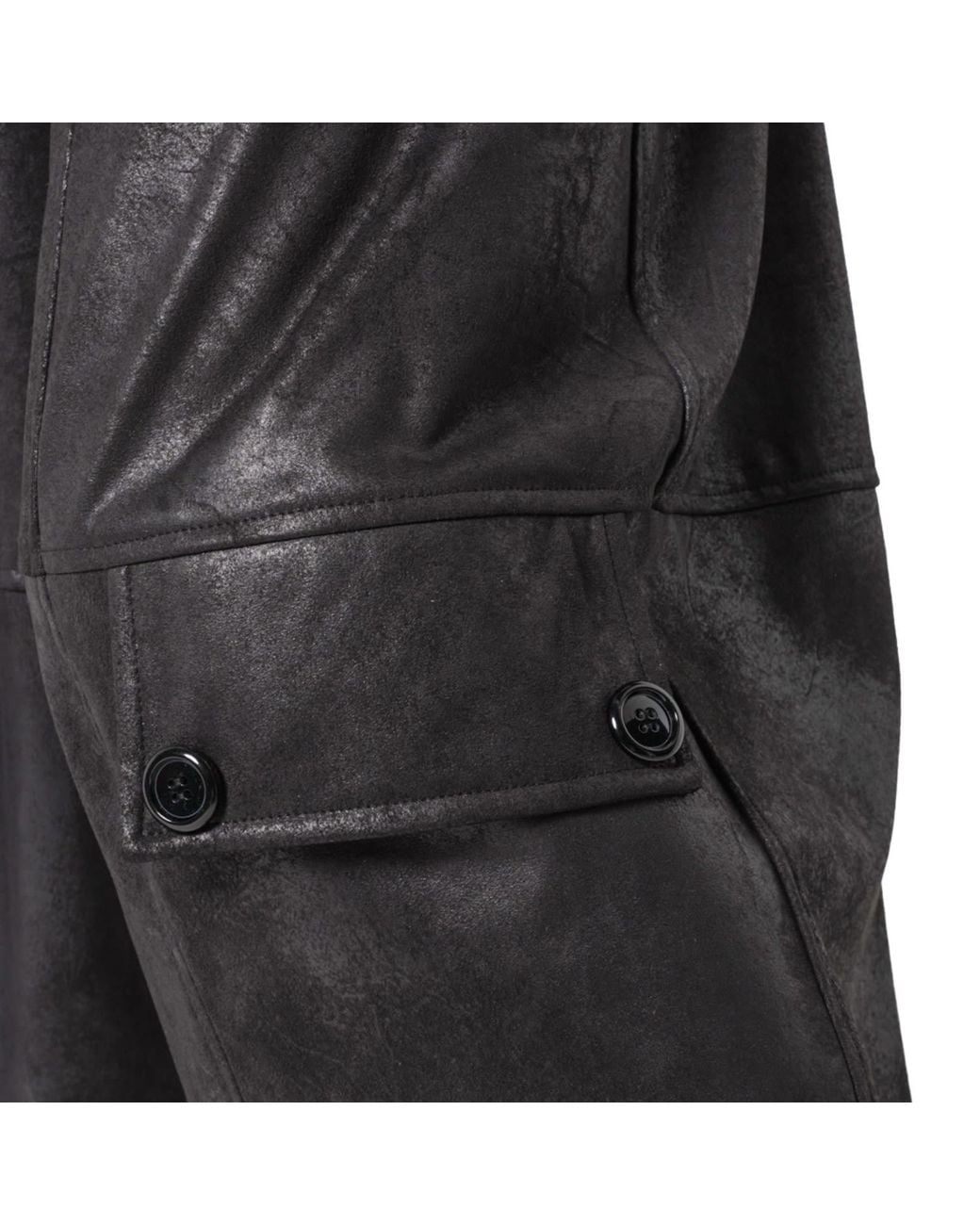 Metamorph Black Wide-Leg Faux Suede Trousers With Buttons