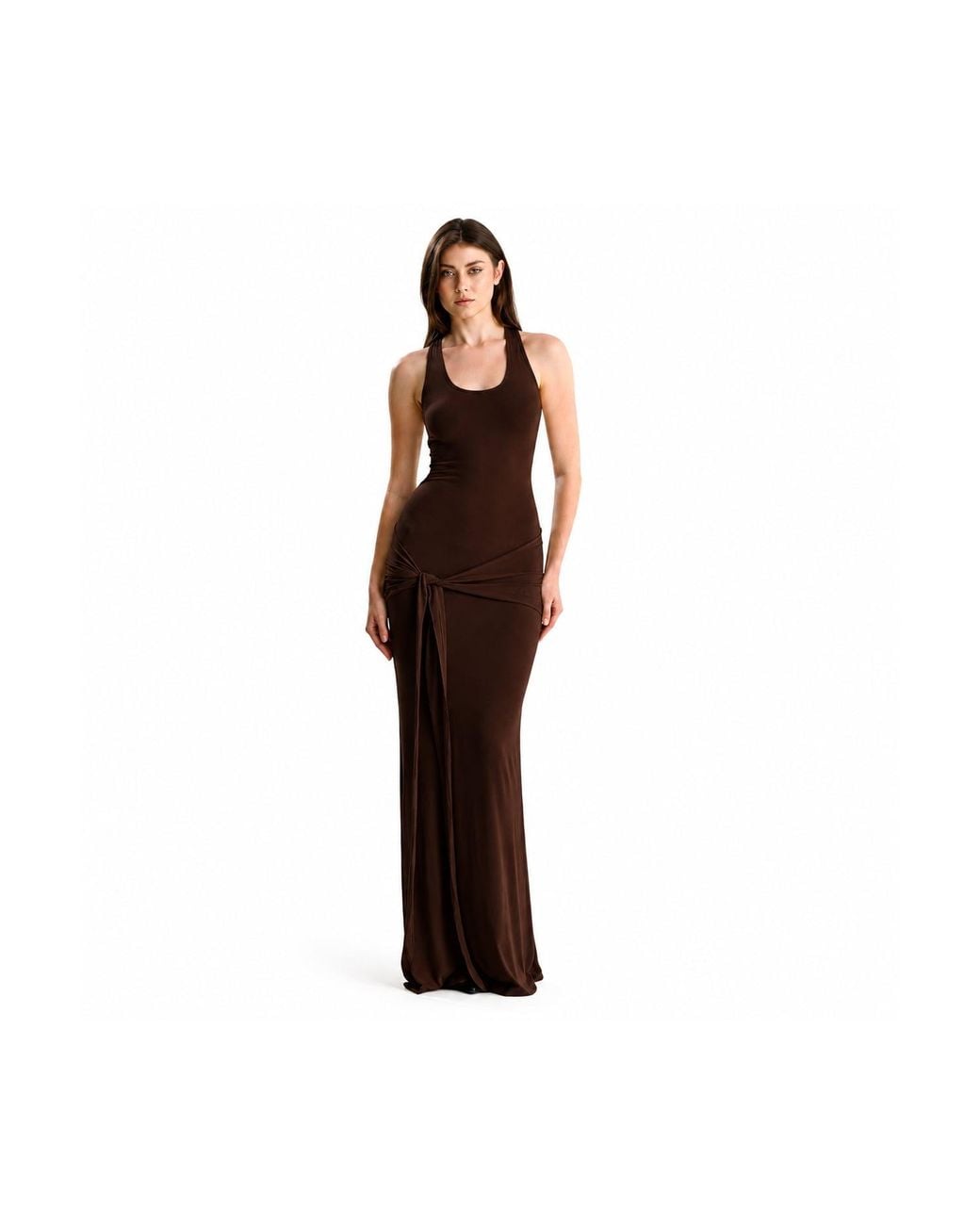 Maison De Gala Brown Serena Mocha Maxi Dress