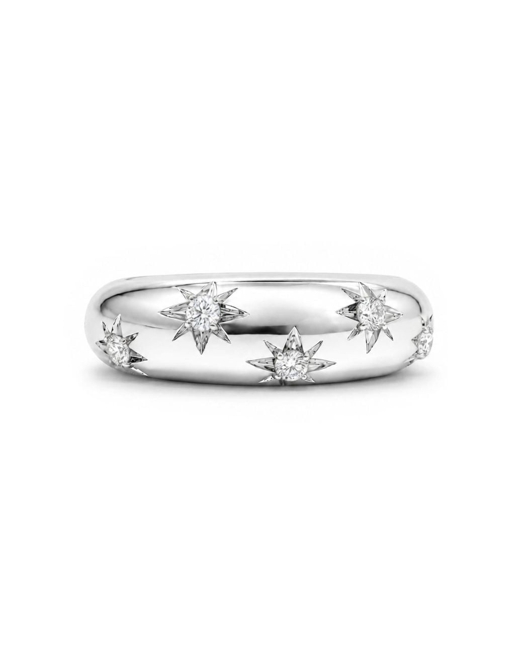 Unaloe Metallic Quartz Starburst Wide Band Ring – Sterling