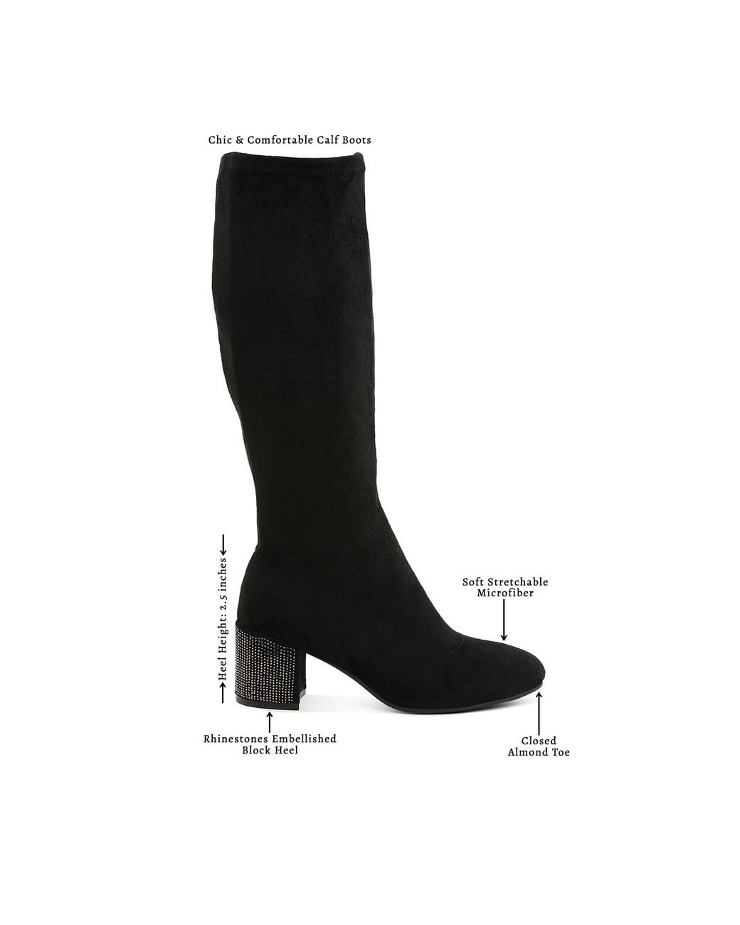 Rag & Co Black Sinaloa Microfiber Knee High Boots