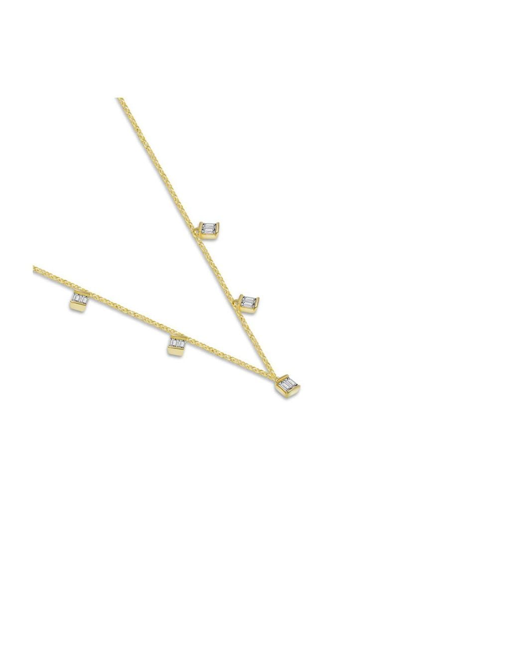 Genevieve Collection Metallic 18k Yellow Gold Rhombus Shape Diamond Necklace / Choker