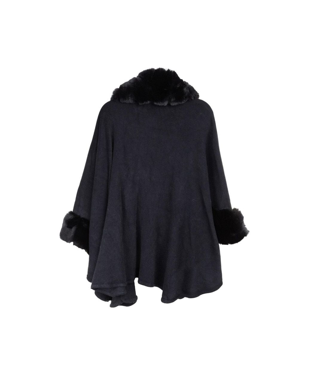 Saachi Black Faux Fur Trim Kimono
