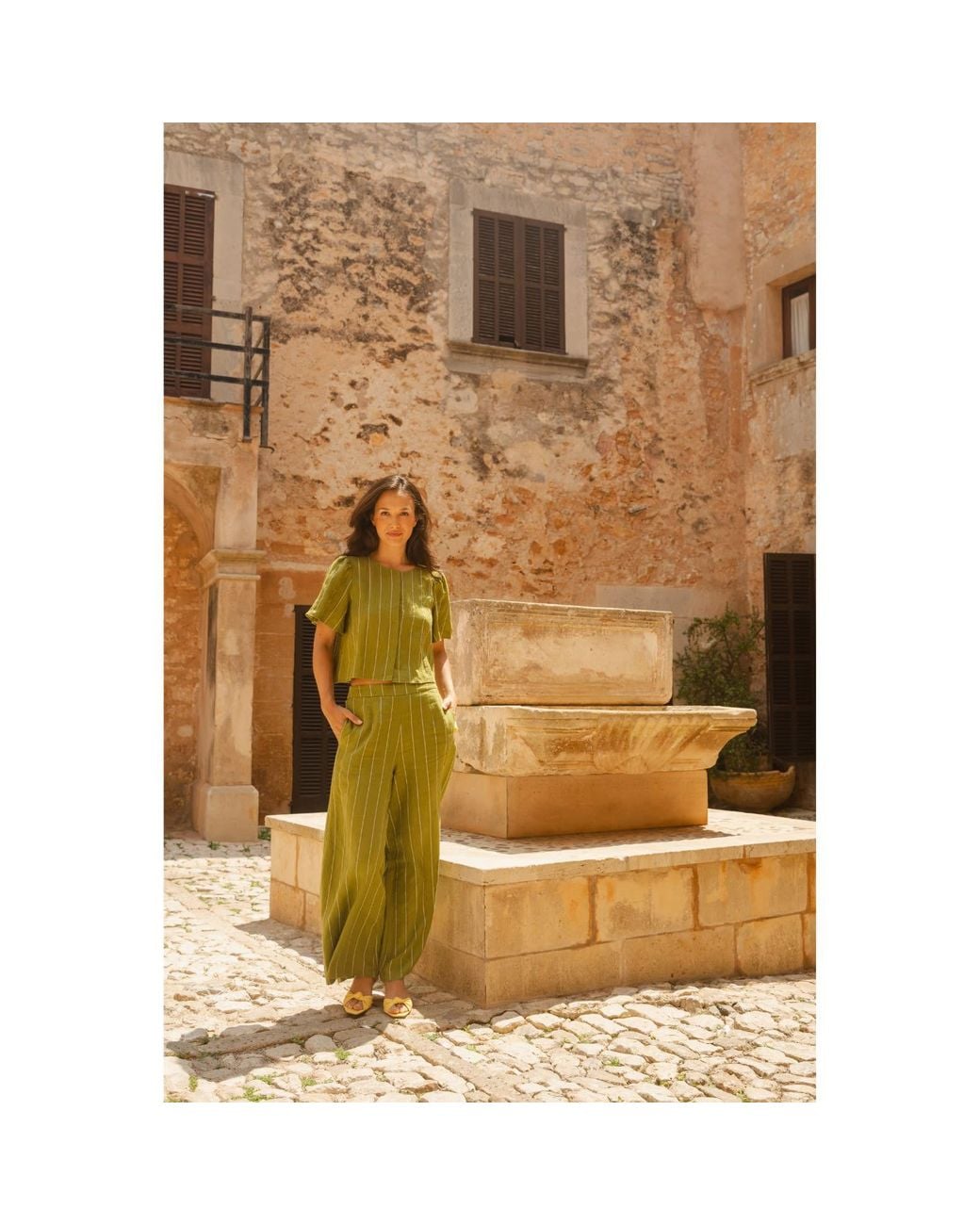 Traffic People Green Parallel Lives And Rene Wide Leg Trousers
