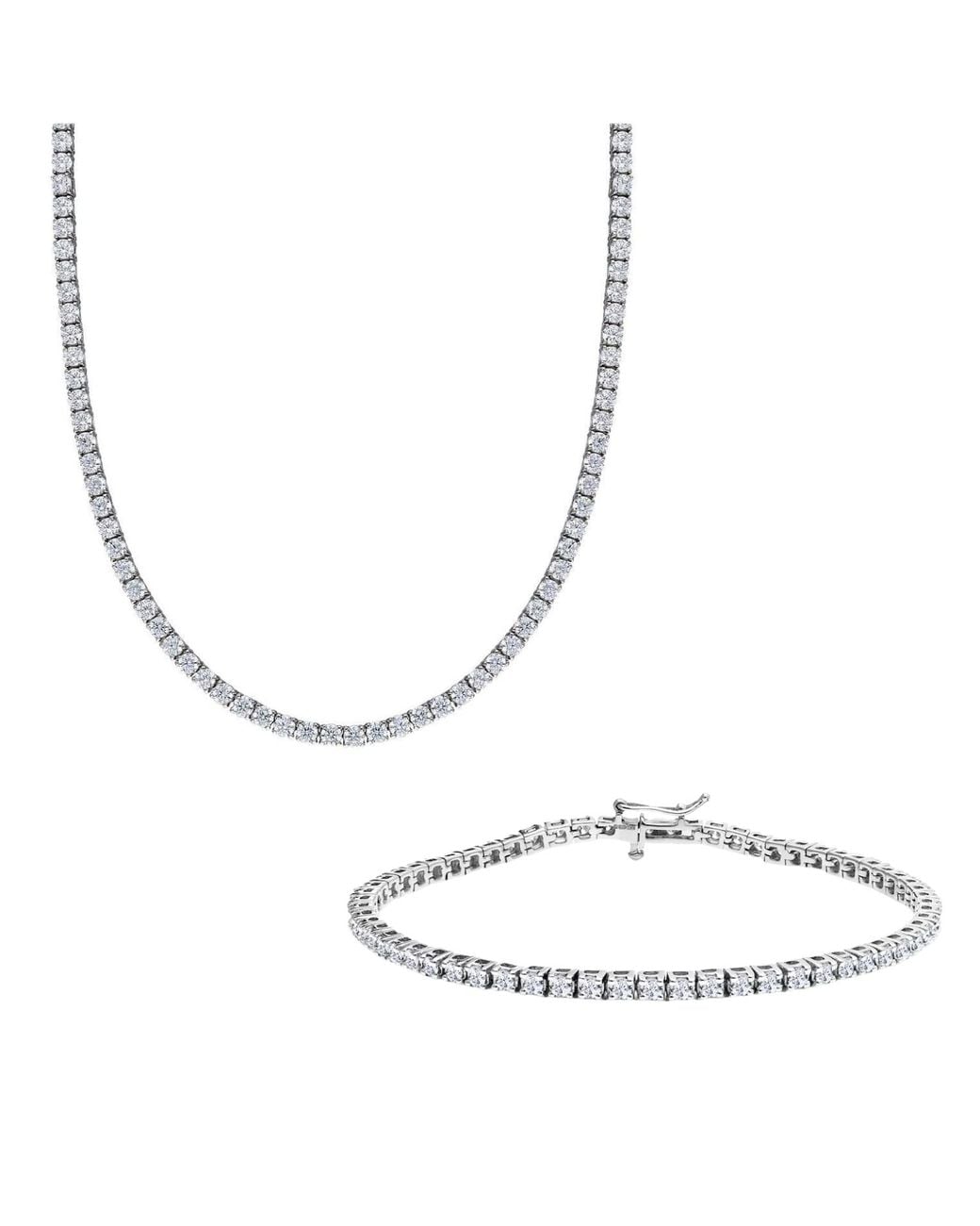 Spero London Metallic Sterling Large Tennis Necklace & Bracelet Set