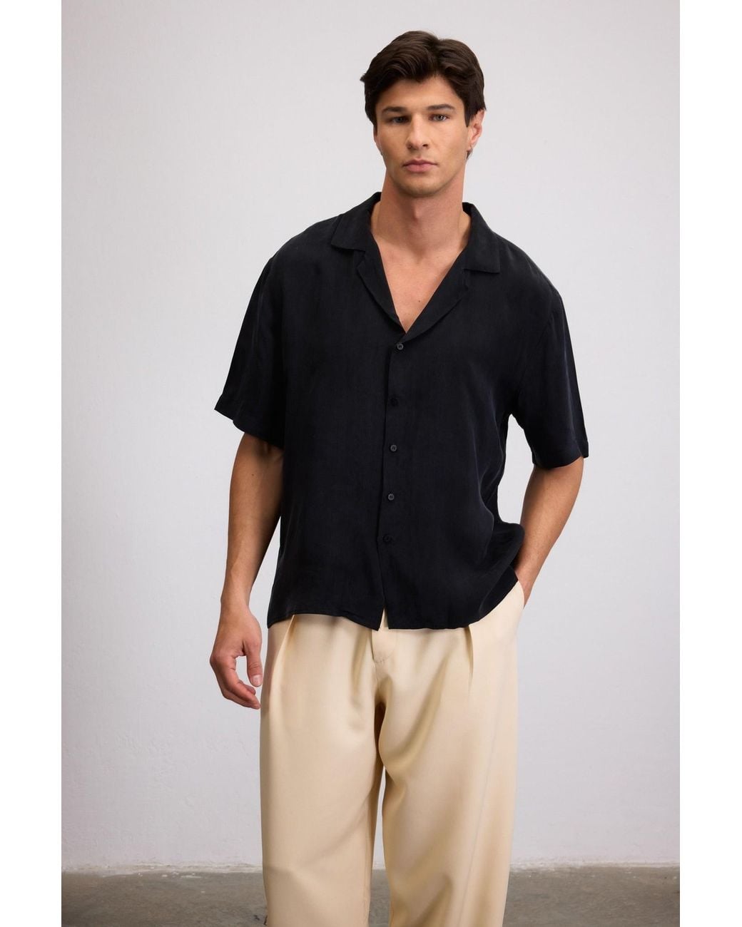 Je Te Veux Black Palm Tree Printed Sun Down Vice Shirt for men