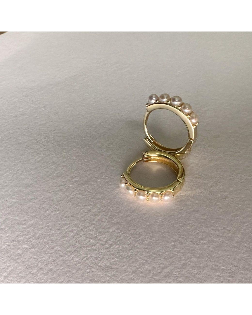 Clemence Wren Metallic Freshwater Pearl Contemporary Hoop Earrings