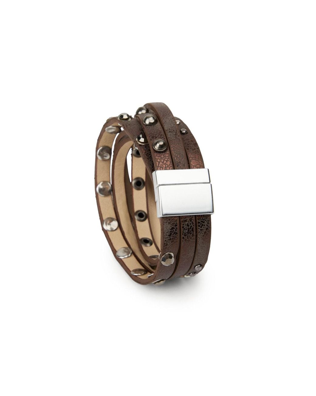 Saachi Metallic Western Stud Leather Bracelet