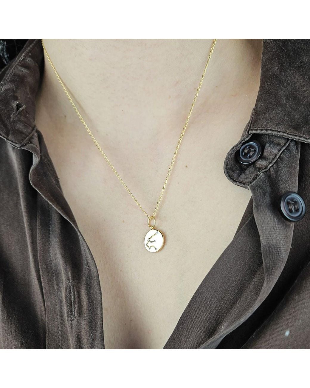 Sophelia Metallic Aquarius Plated Constellation Star Map Pendant Charm Necklace