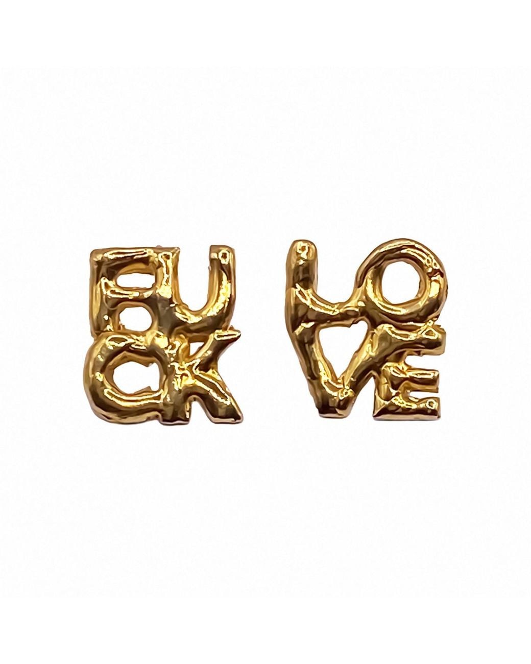 Moca Jewellery Metallic Fuck + Love Earrings
