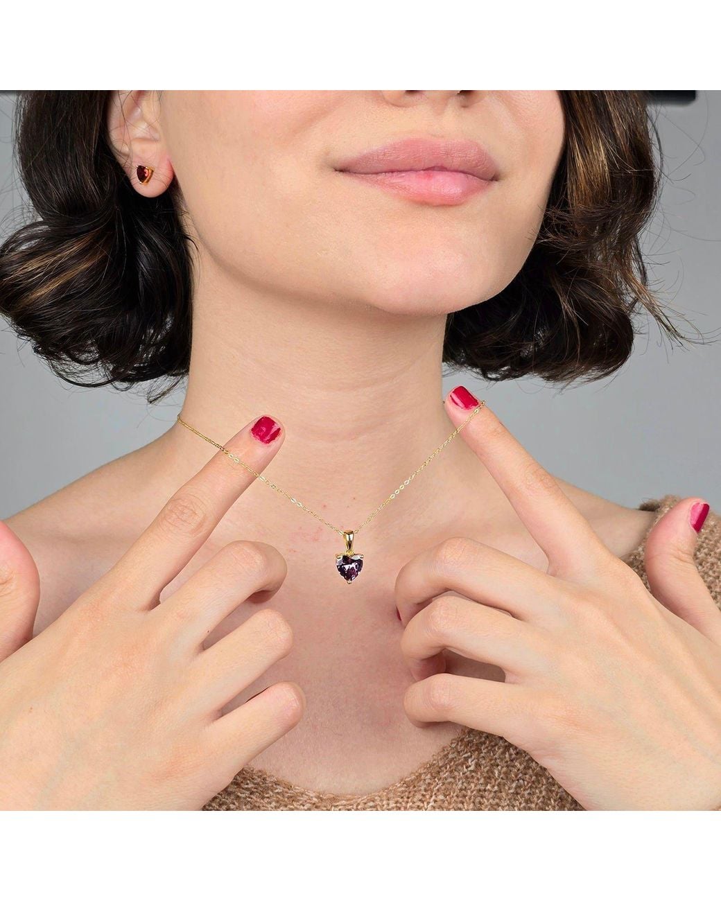 Sophelia Multicolor Heart Amethyst February Birthstone Necklace