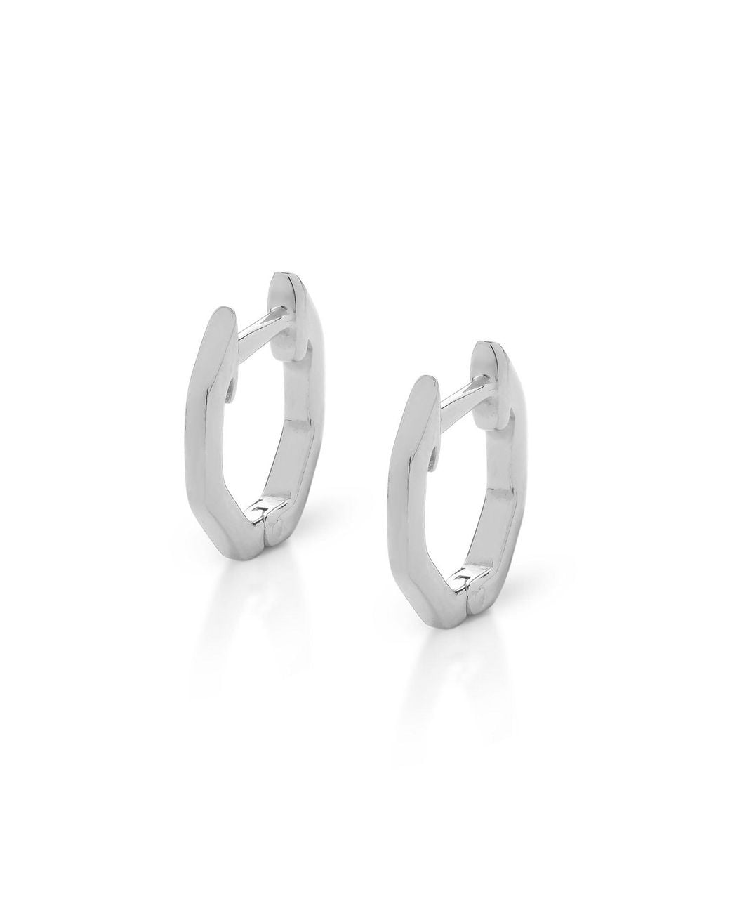 Nellou Jewellery Metallic Hex Huggie Earrings Sterling
