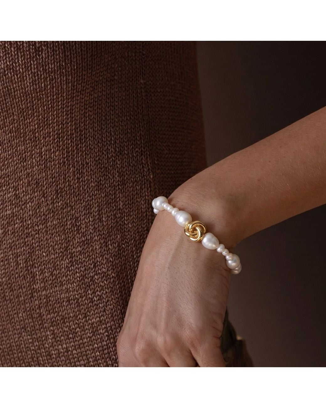 With Love Darling Metallic Knot Pearl Bracelet
