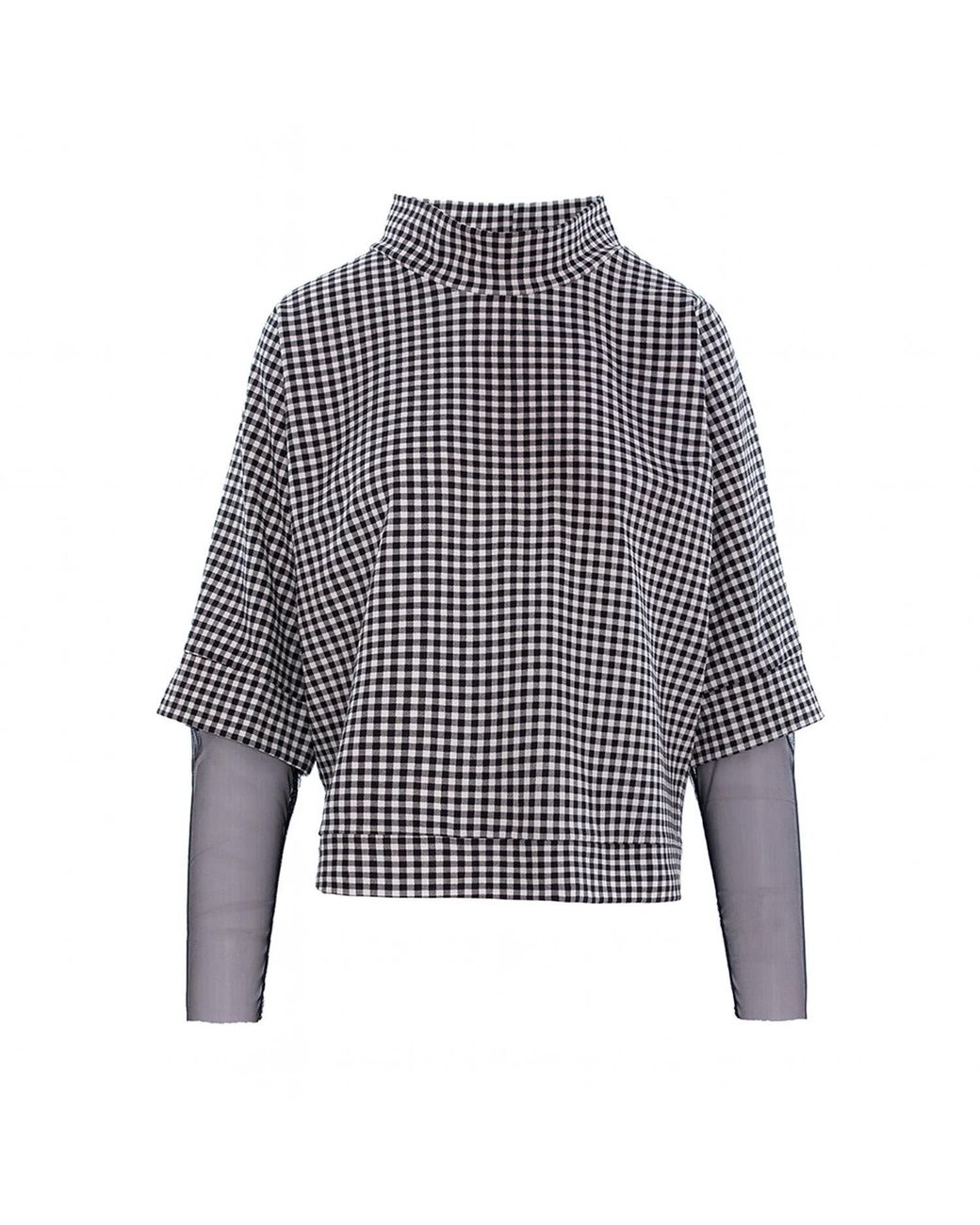Larisa Dragna Gray Gingham Blouse With A Removable Heart