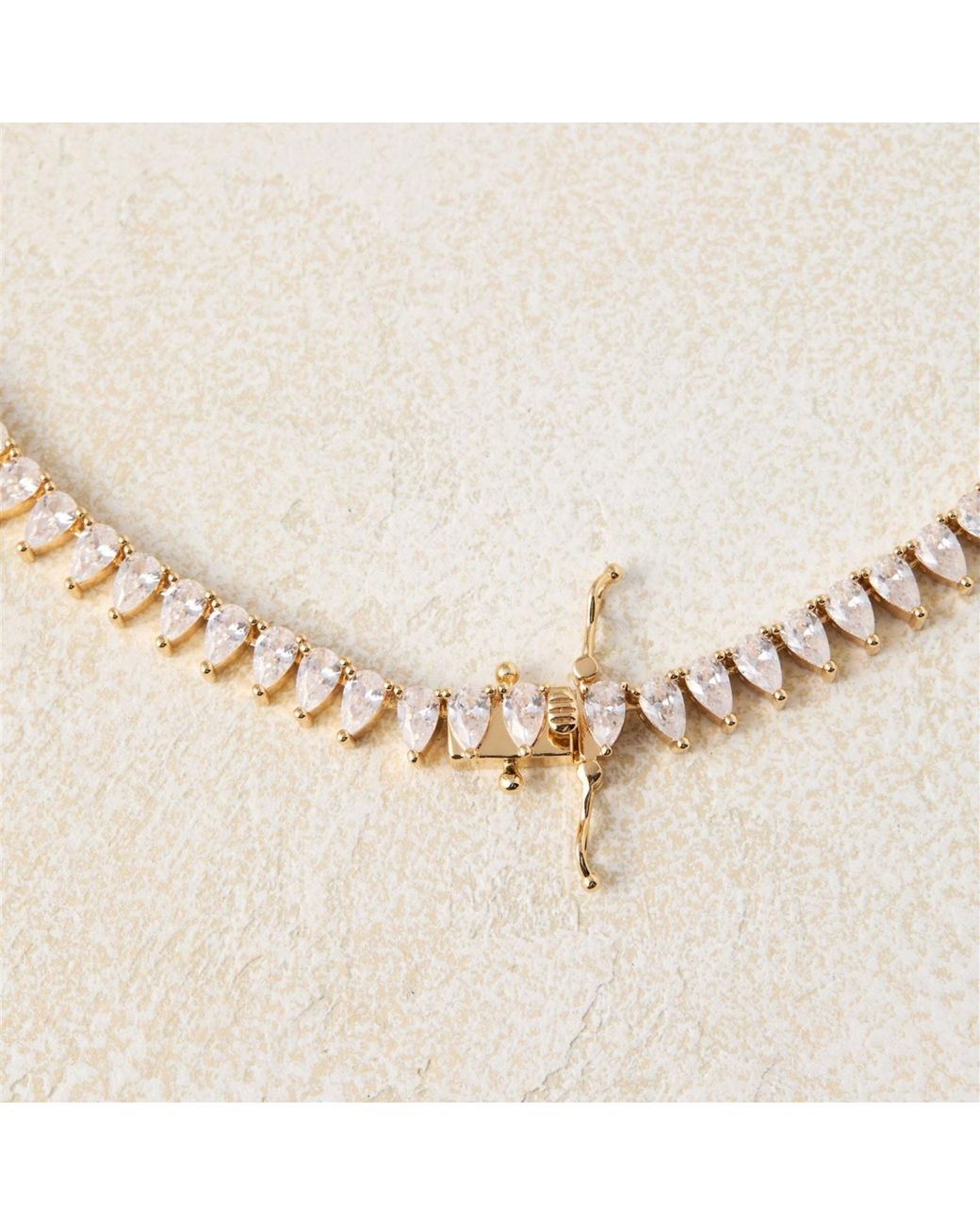 SET & STONES Metallic Teardrop Tennis Necklace