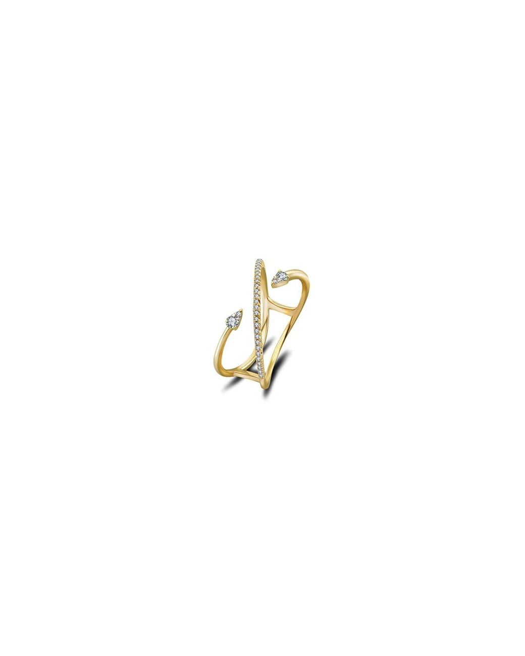 Genevieve Collection Metallic 18K Double Arrow Spiral Diamond Ring