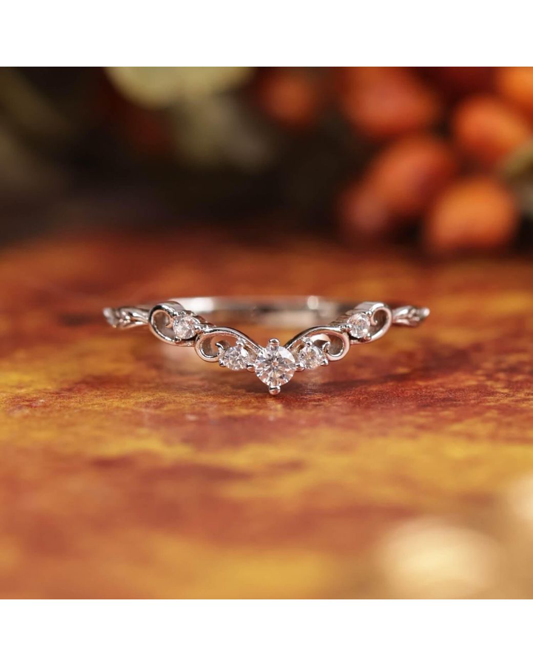 Azura Jewelry New York White Crest Band Vermeil