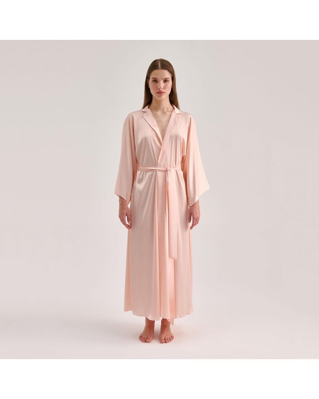 Avenue 8 Pink Silk Maxi Collar Robe