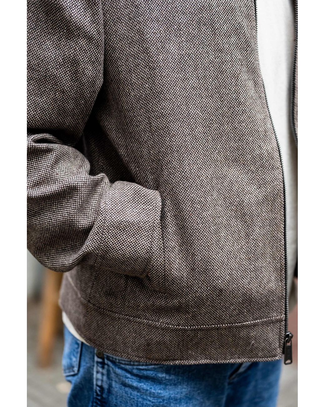 Stovaria Gray Natural Himalayan Yak Wool Zipper Jacket