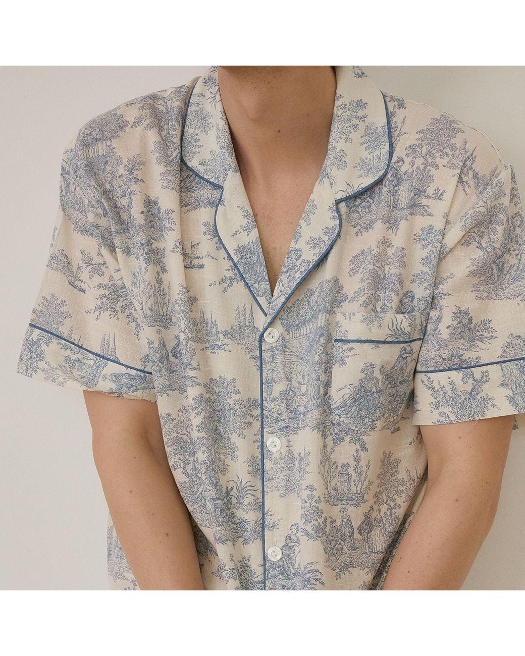 Luna Luz Gray Elise Rayon-Cotton Short Sleeve Pajama Set for men