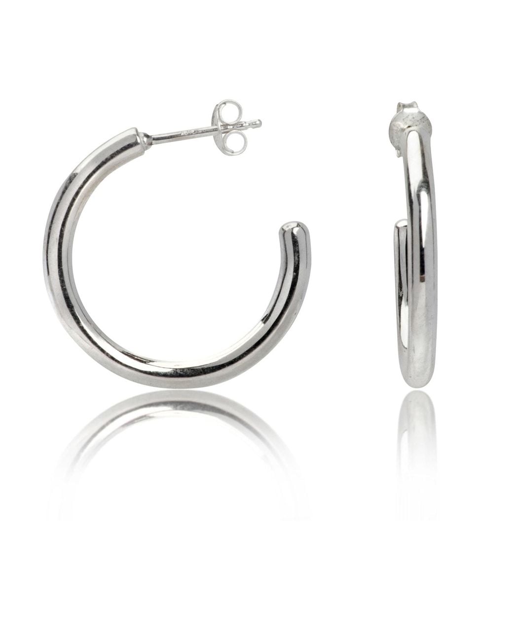 The Jewellery Store London Metallic Plain Open Hoop Studs Earrings