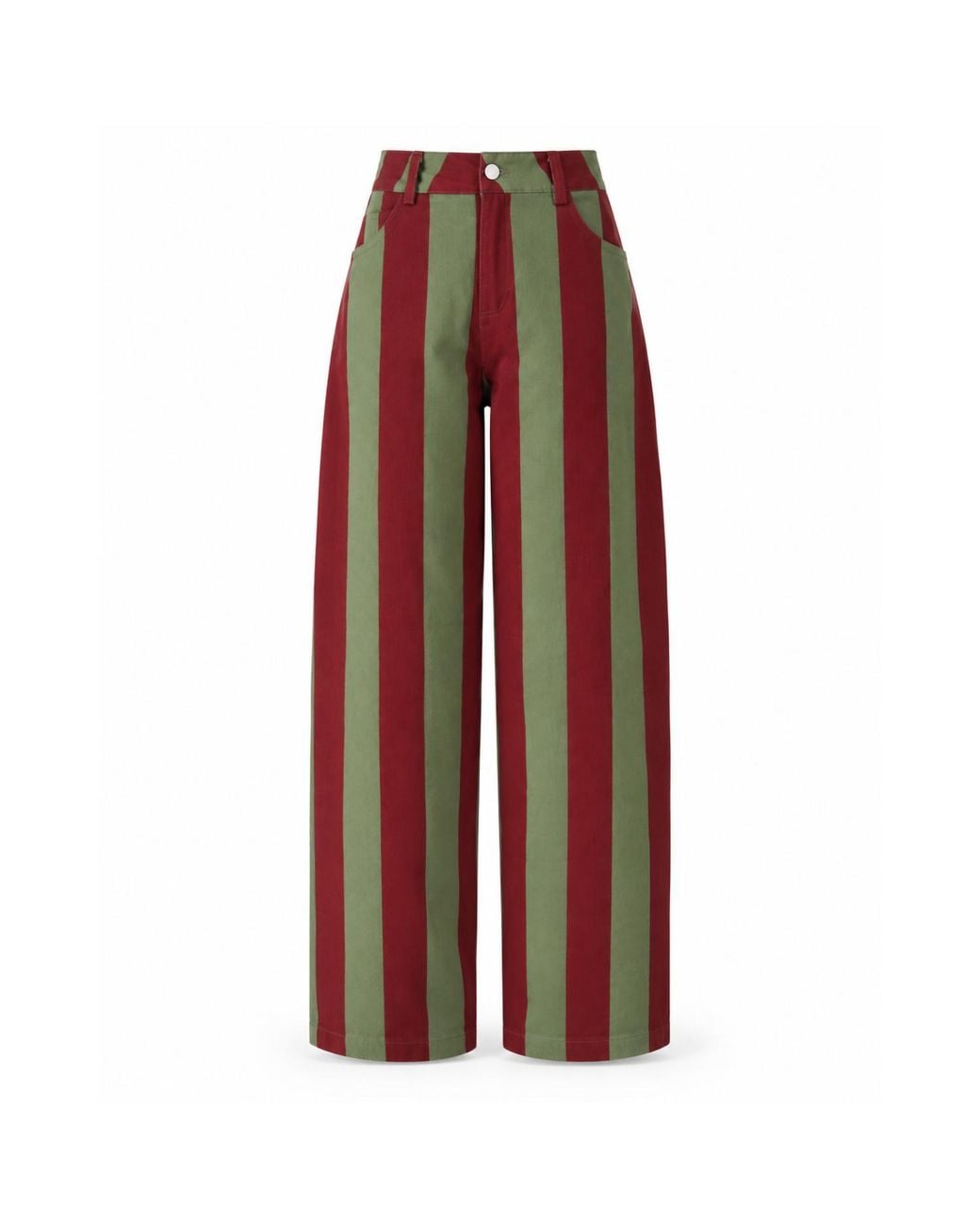 Mind Traveler Red Burgundy & Khaki Striped Clarissa Balloon Jeans