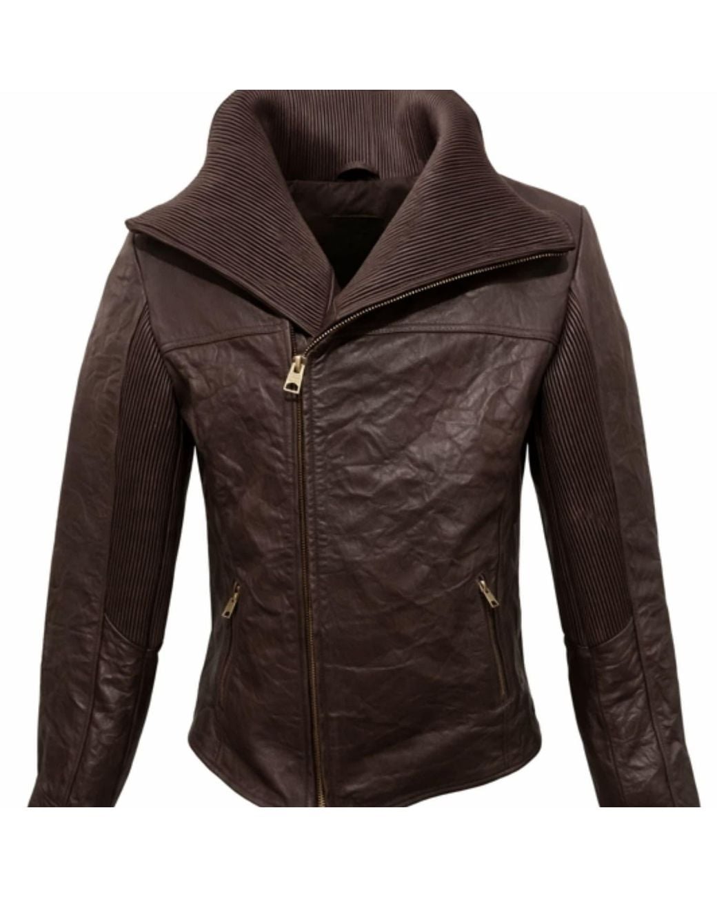 Zasta Studio Gray Armor Zipped Biker Leather Jacket for men