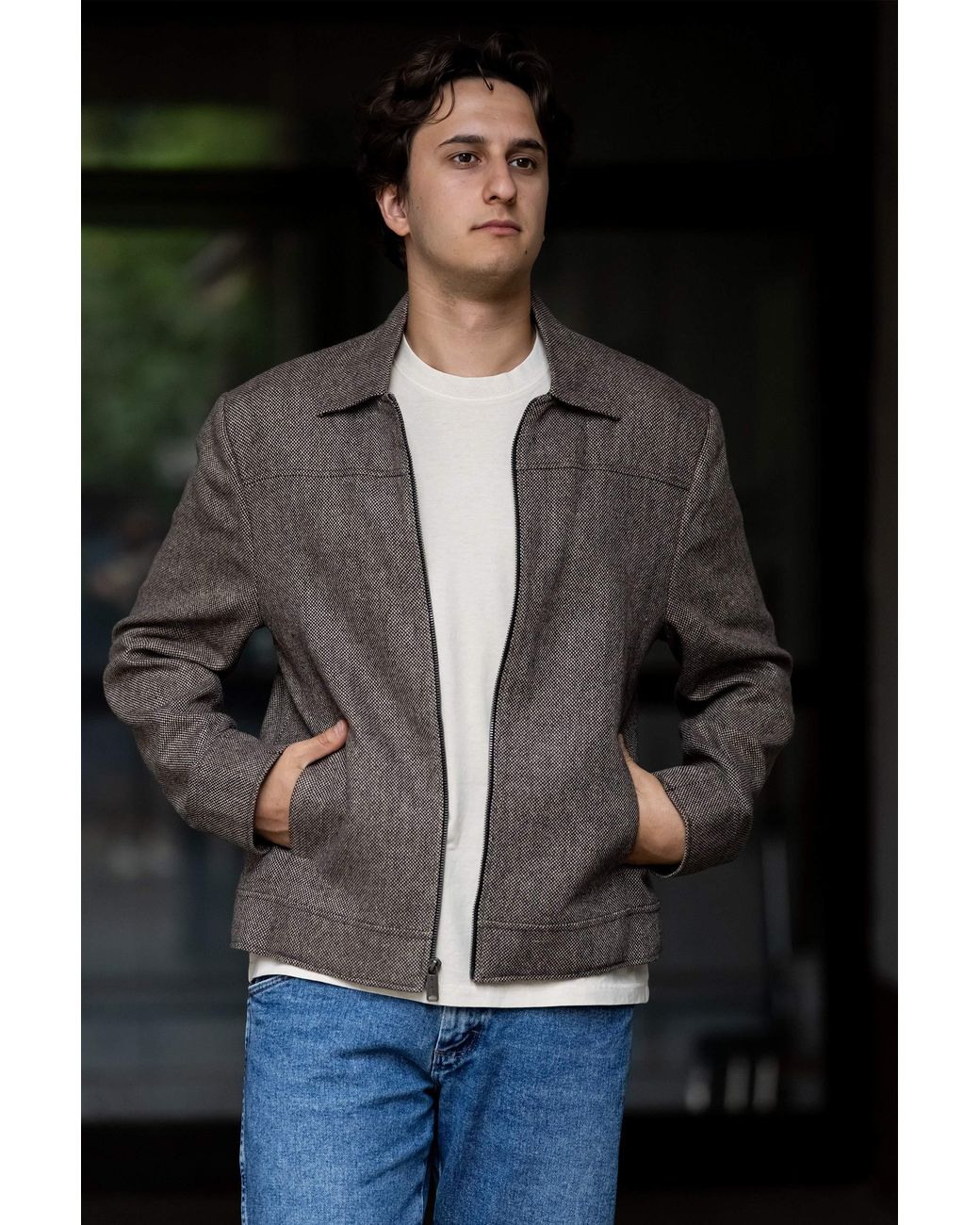 Stovaria Gray Natural Himalayan Yak Wool Zipper Jacket