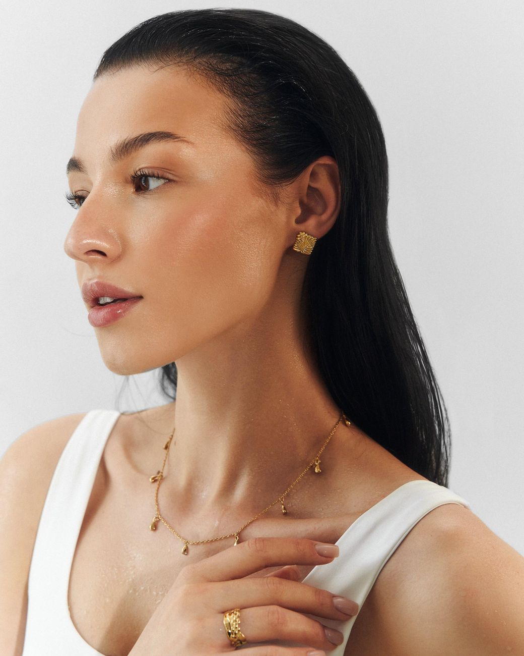 Elk & Bloom Natural Dream Drop Chunky Teardrop 14K Choker Necklace
