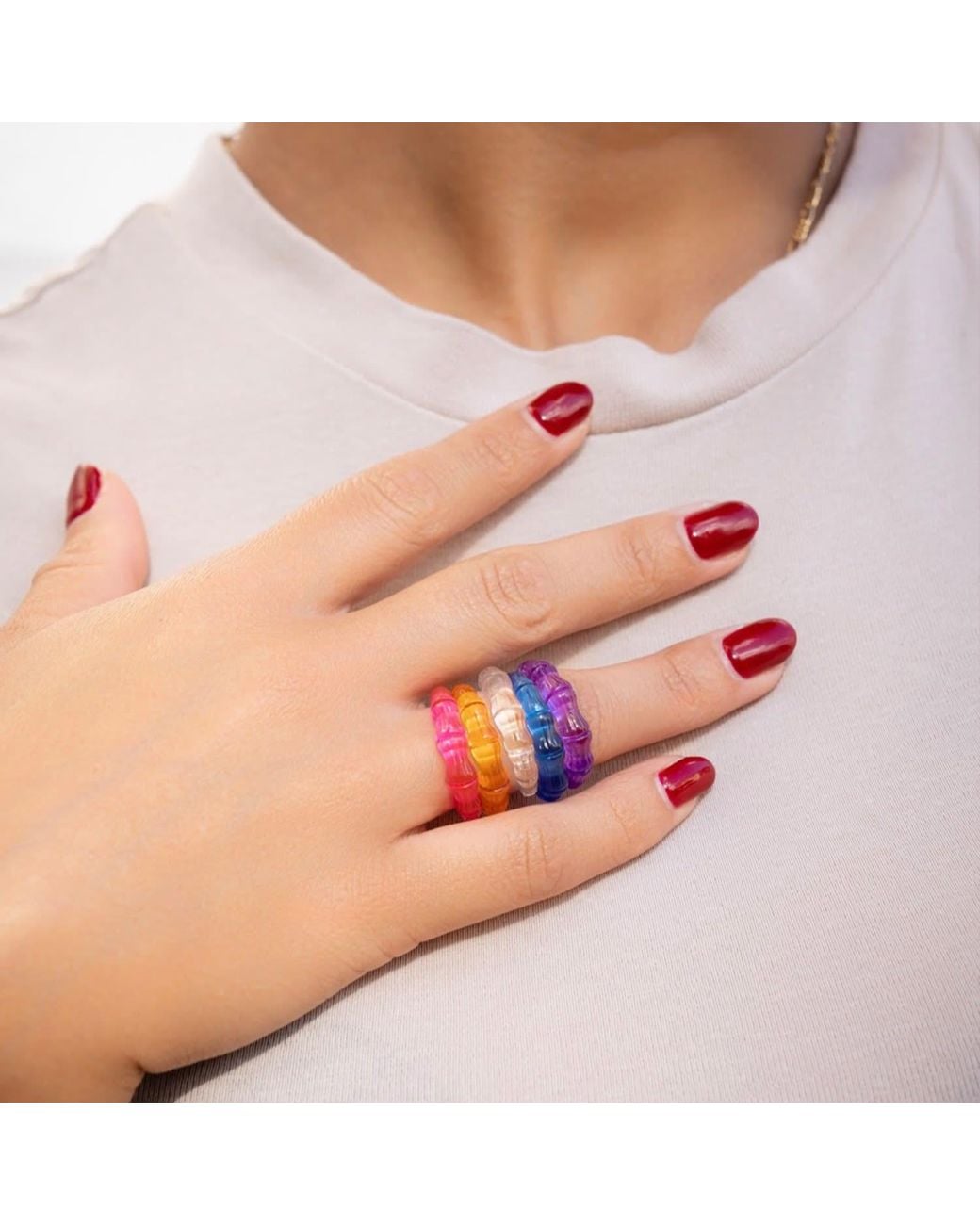 Gold & Honey White Bamboo Ring