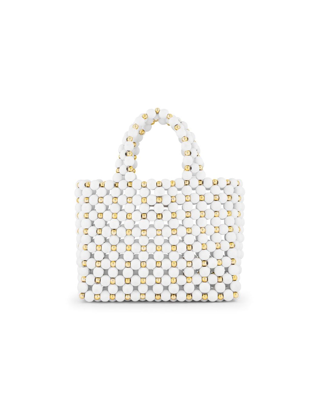 Belyed Handcraft White Bayda –Handmade Summer Wooden Bead Handbag By Belyed