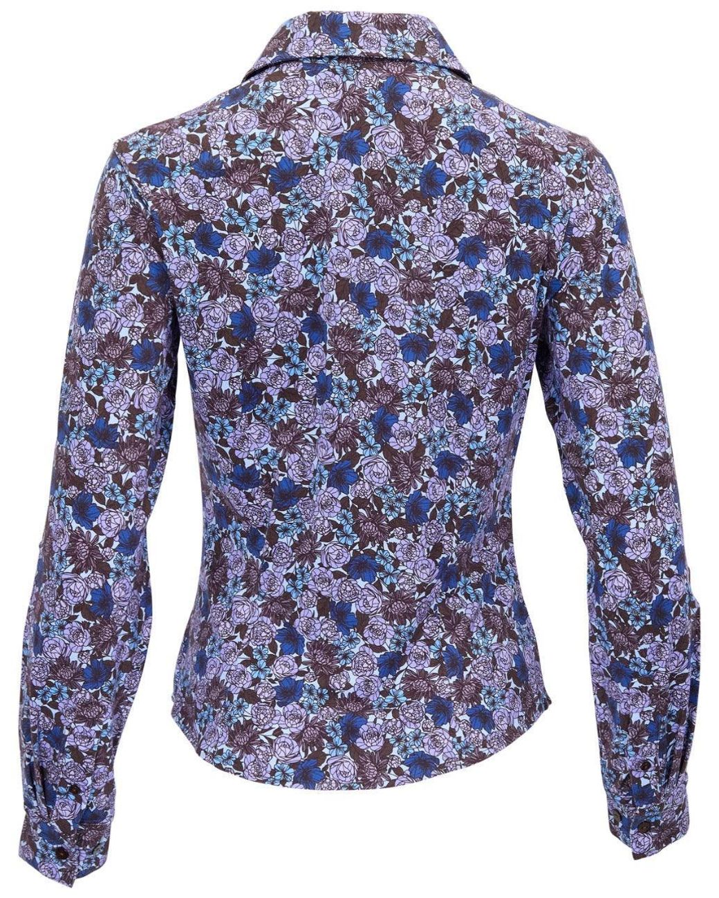 Lords of Harlech Blue Stephanie Ternberg Floral Brownie Lyocell Stretch Long-Sleeve Shirt