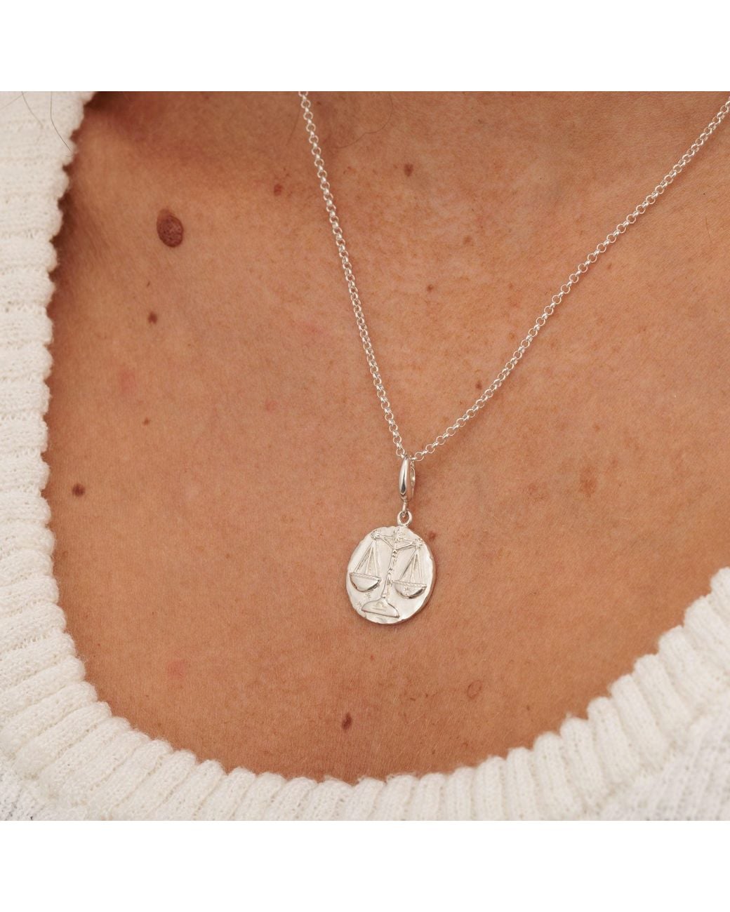 Lily Charmed Metallic Sterling Libra Zodiac Charm Necklace