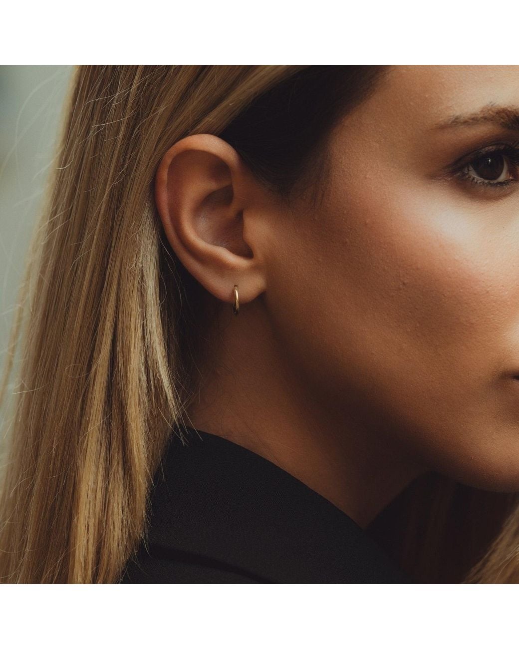 Spero London Metallic 14Ct Solid Hoop Single Earring