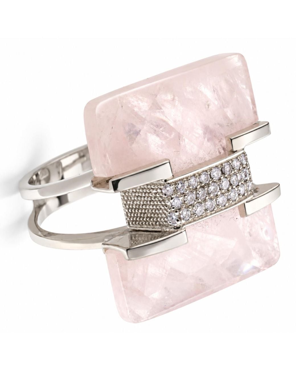 Artisan Pink 18K Quartz Preform & Diamond Statement Ring
