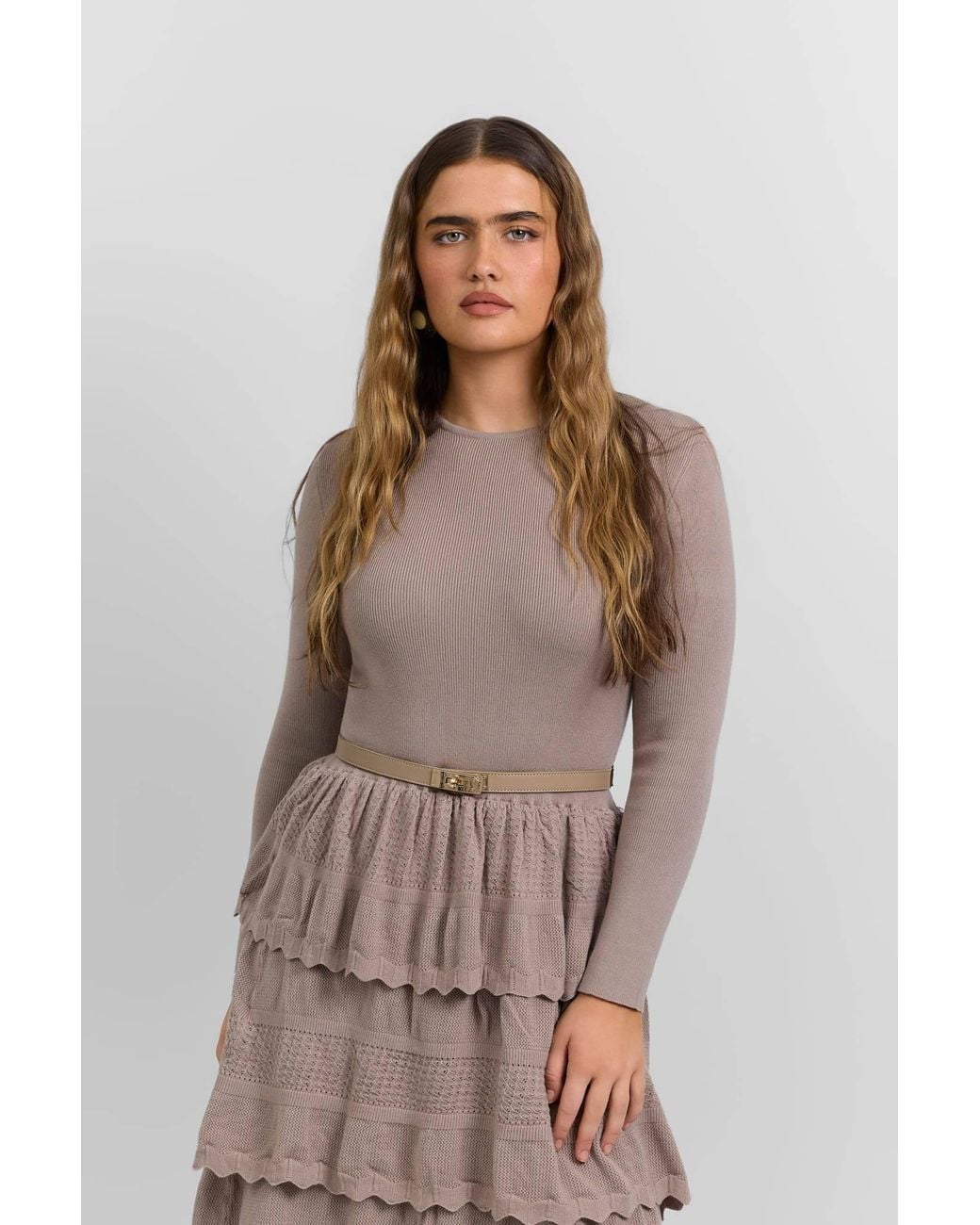 Rave on Trend Natural Tiered Knit Dress