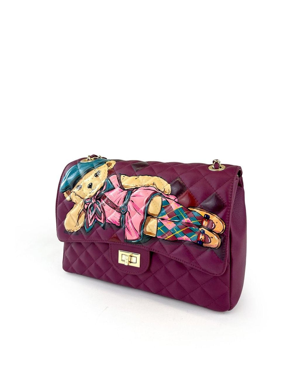 Maison Rubaiyat Purple Kiki Hand-Painted Leather Flap Shoulder Bag – Mrs. Bear