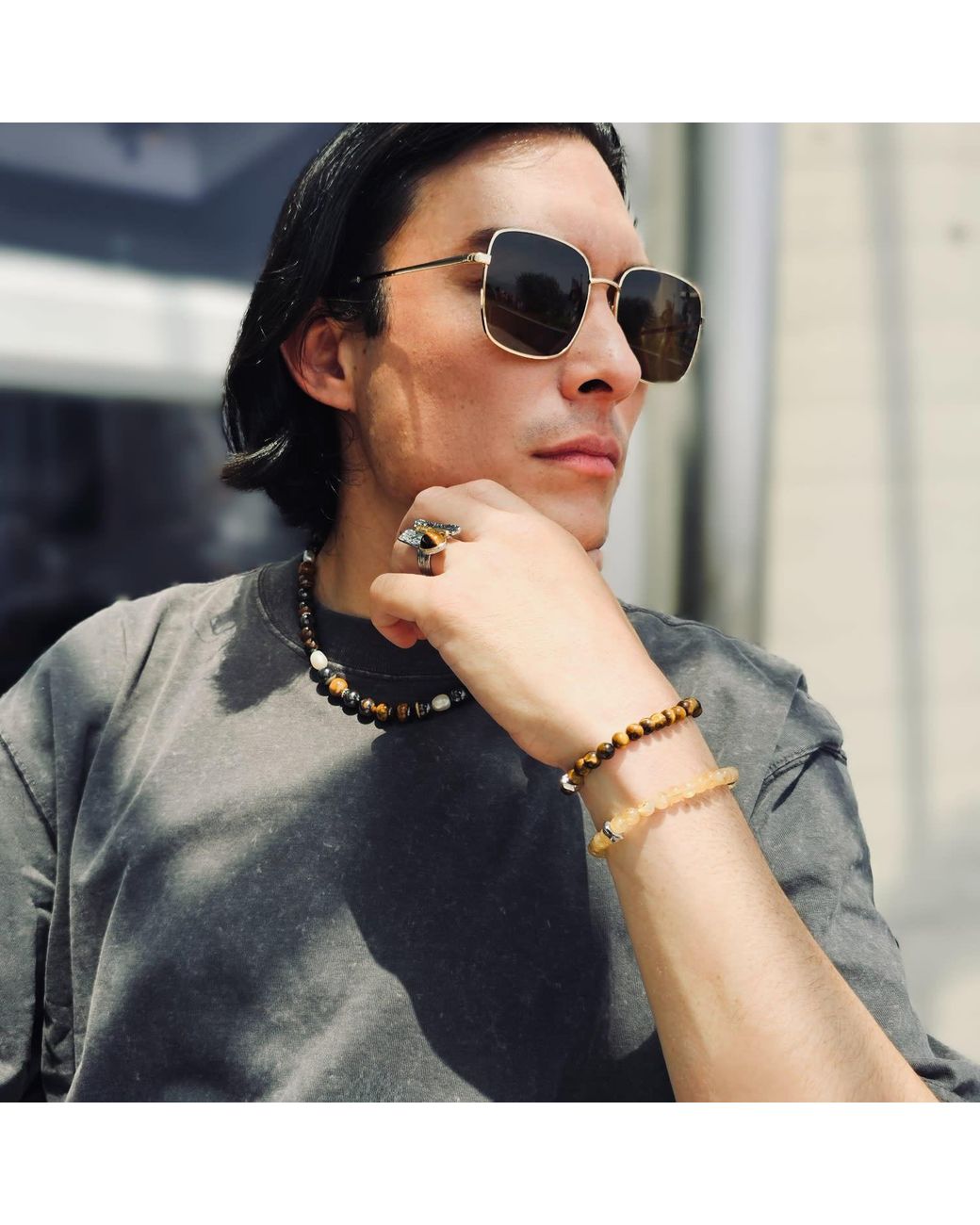 Farra Metallic Citrine Flexible Bracelet for men
