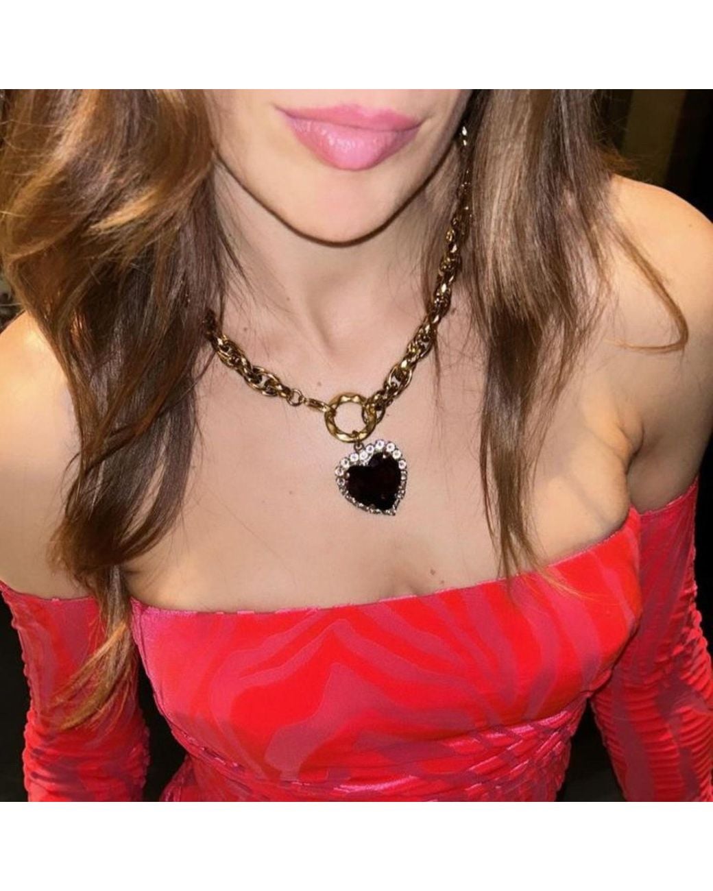 Achala Handcrafted Metallic Crystal Heart Pendant