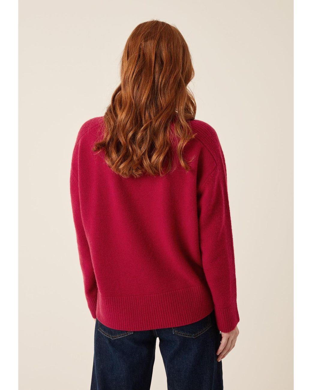 Loop Cashmere Red Cashmere Longline Crew Neck Sweater