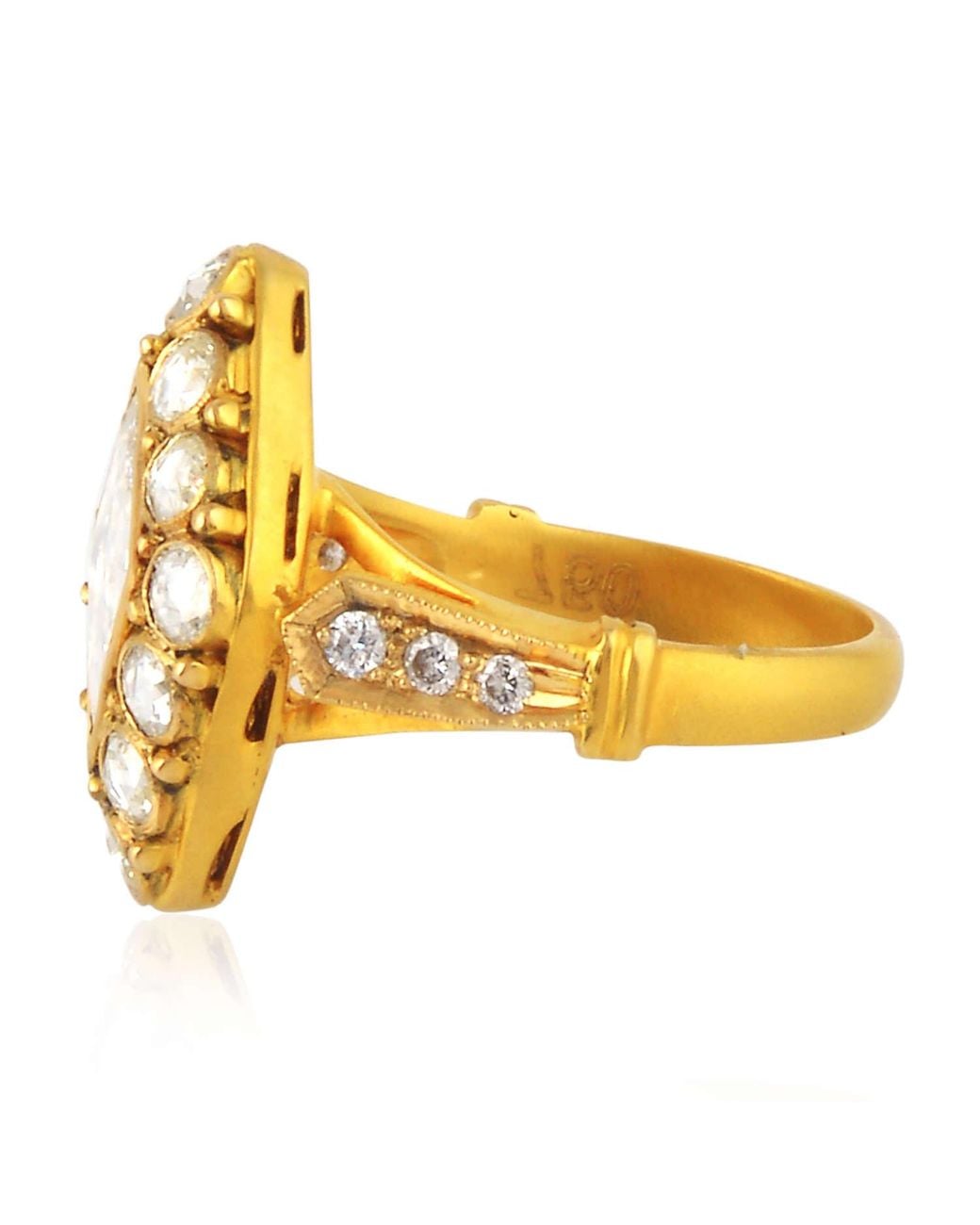 Artisan Metallic Natural Diamond Statement Ring 18k Gold 925 Sterling Silver