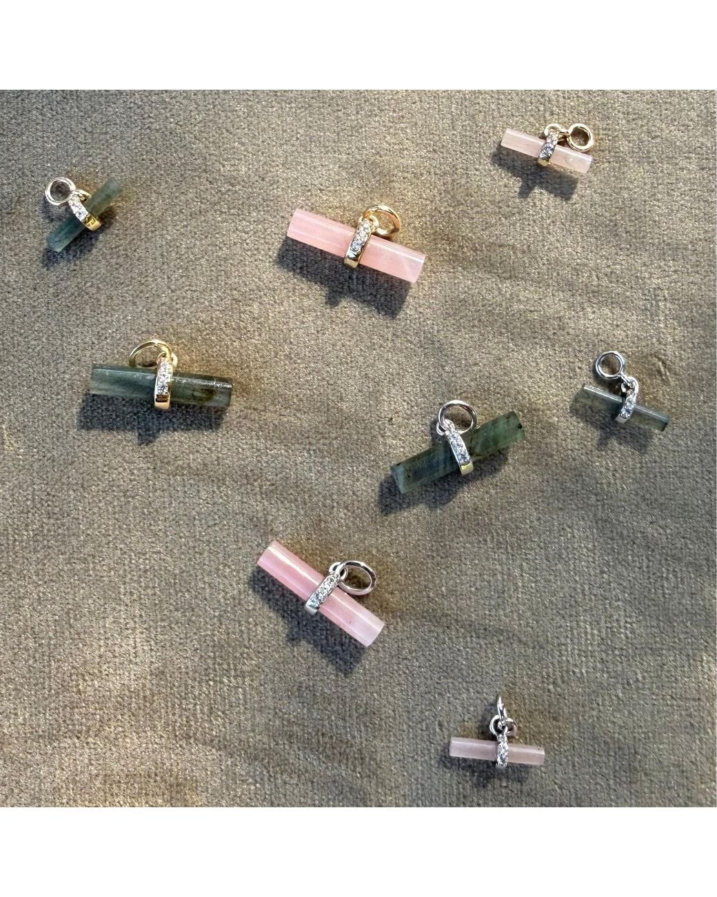 Zohreh Pink Guava Quartz T-Bar Pendant 9K
