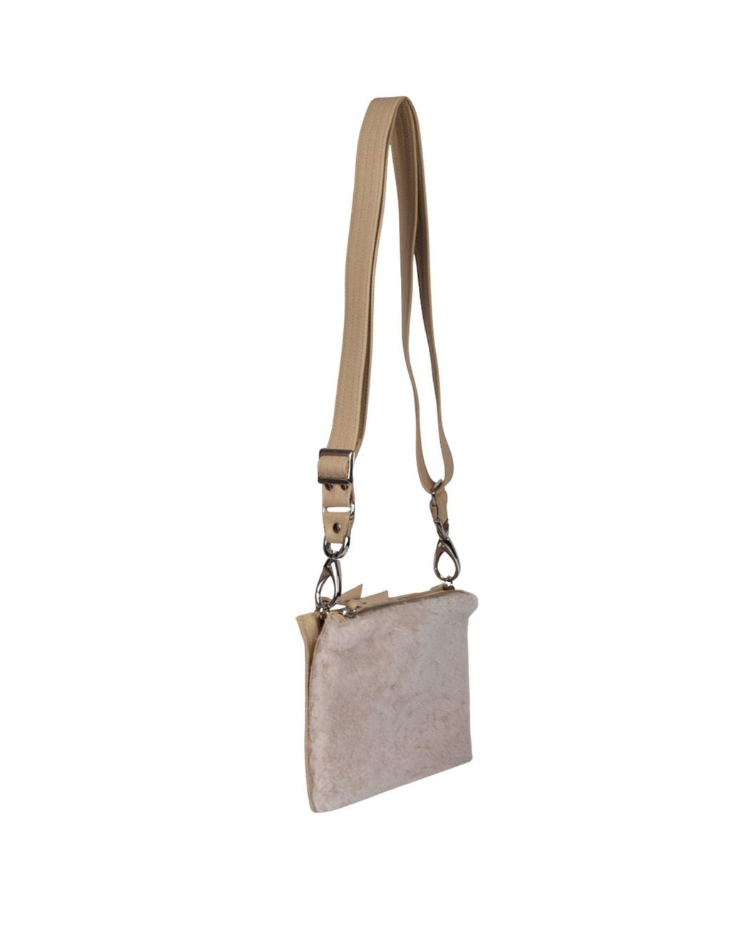 Owen Barry Natural Sheepskin Crossbody Clutch Pale Cream