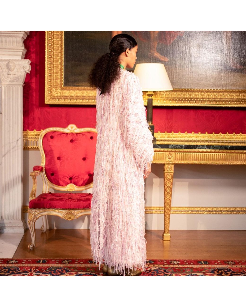 RUE AGTHONIS Pink Crayon Coat
