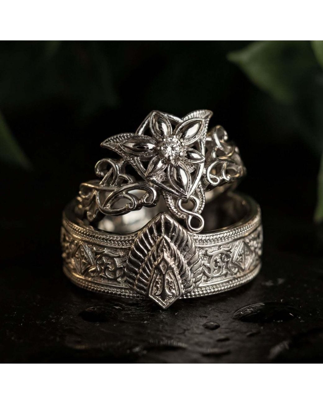Azura Jewelry New York White Crown Of Evenfall Band Vermeil for men