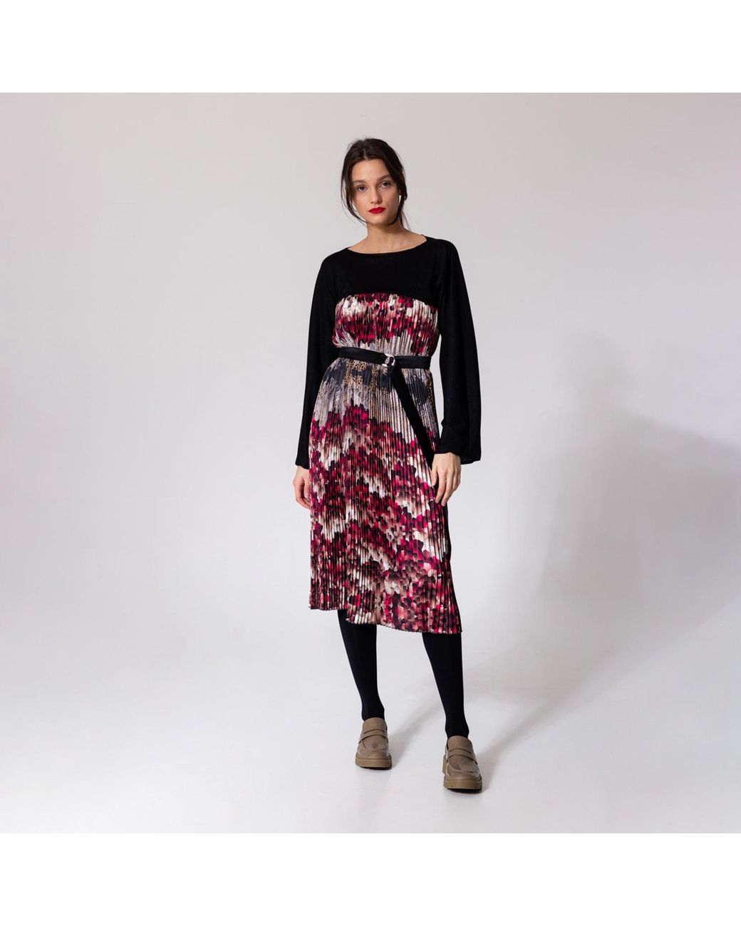 ARTISTA Purple Feathers Pleated Dress