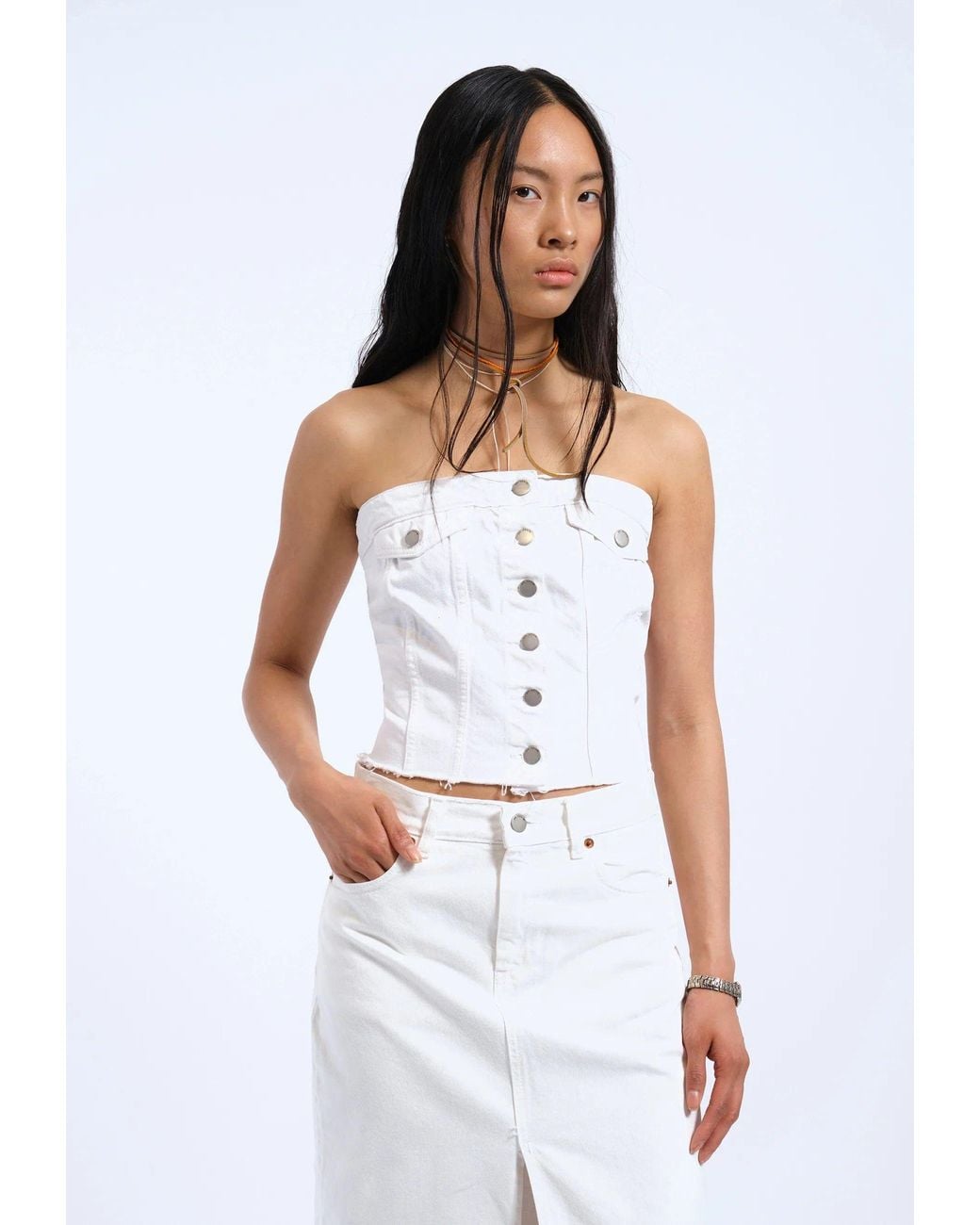 Dr. Denim White Carli Tube Top