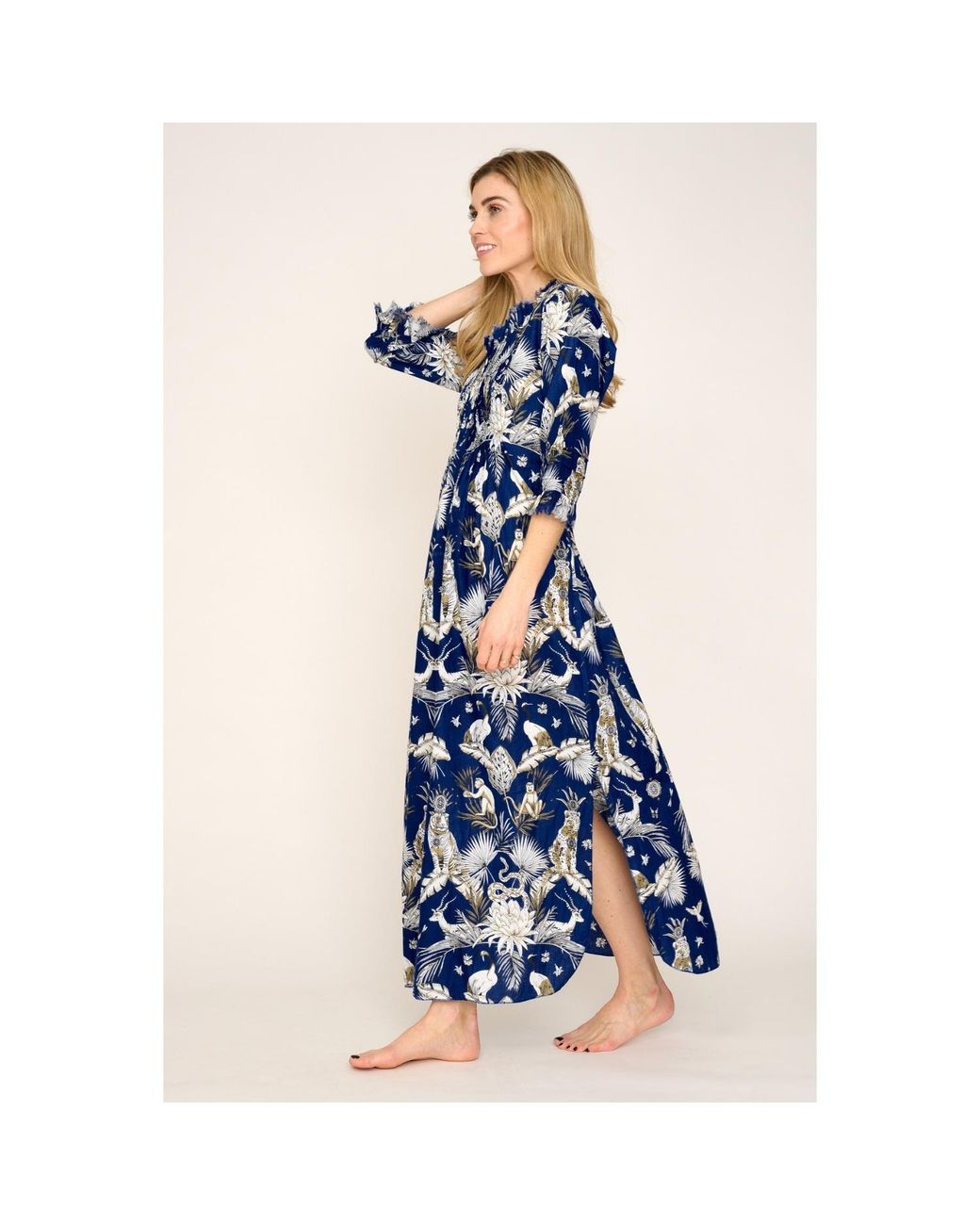 At Last Blue Cotton Annabel Maxi Dress