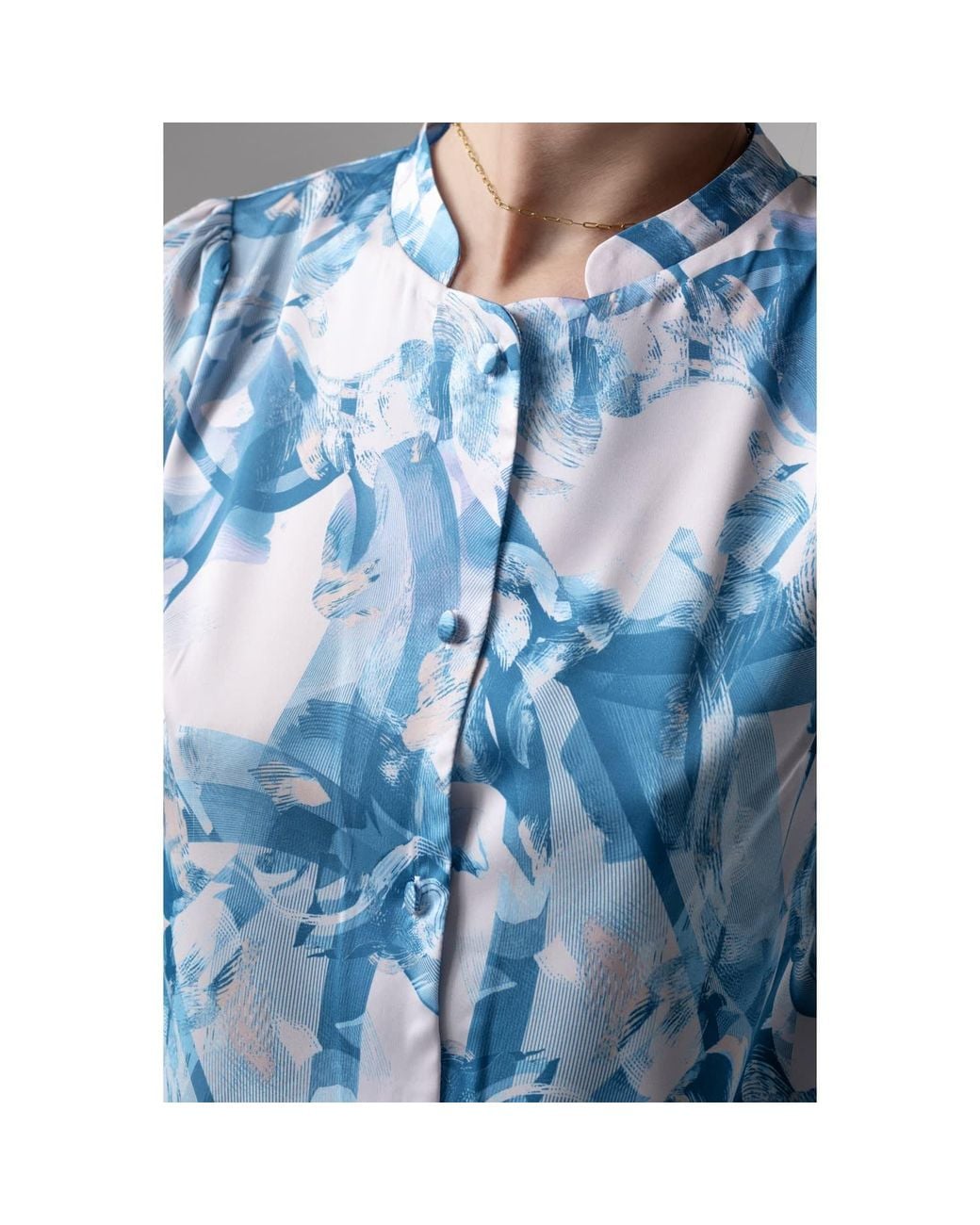 Oh!Zuza Blue Frida Satin Viscose Pyjama Set Frill