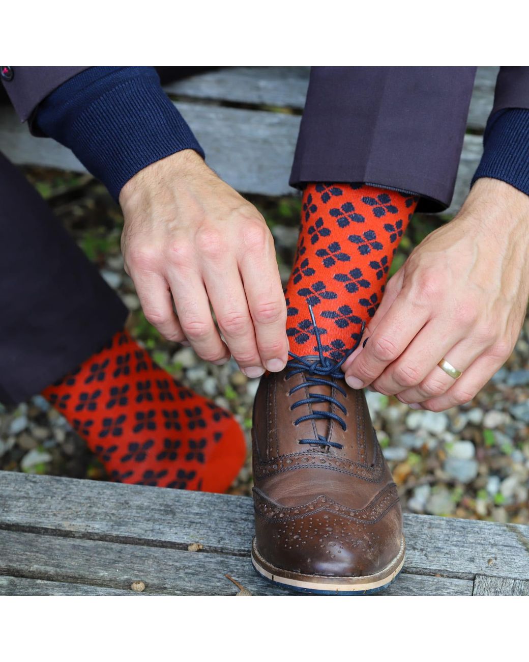 Peper Harow - Made in England Blue Clover Socks for men