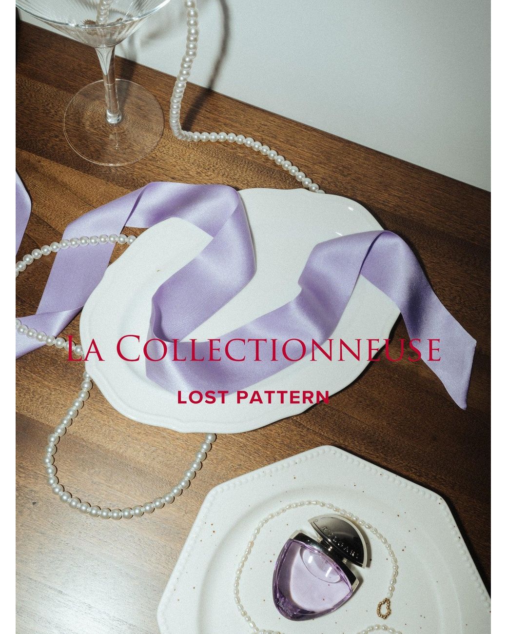 Lost Pattern Purple La Collectionneuse Silk Ribbon Scarf